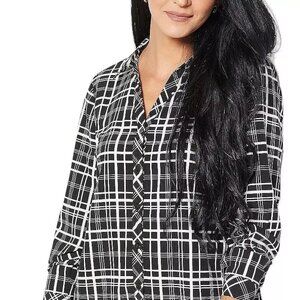 Susan Graver Weekend Petite Plaid Woven Tunic Shirt - Size XXS